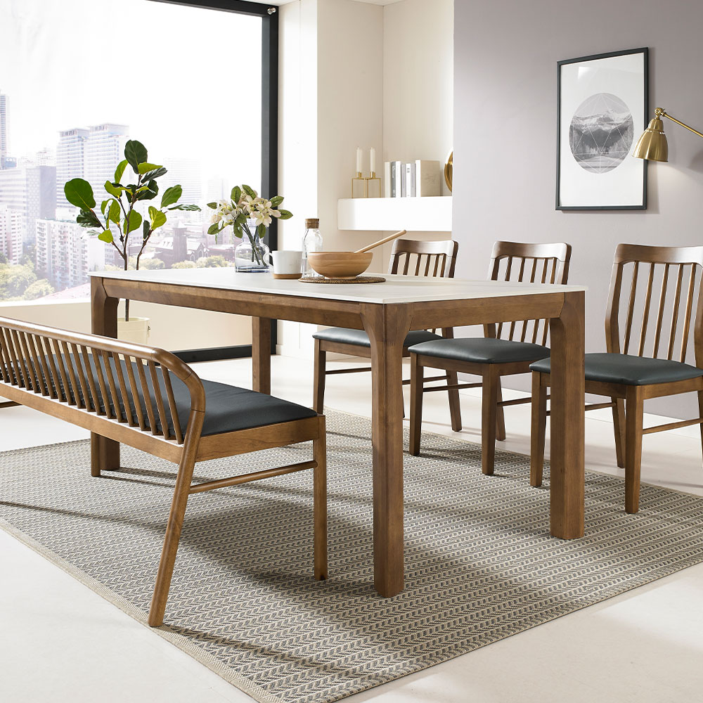 모디쉬갤러리 까리노 원목 포세린 세라믹 식탁 6인용 테이블 세트