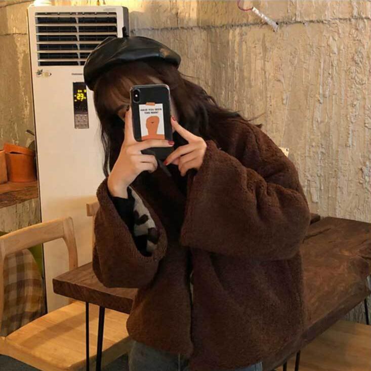 양면 뽀글이자켓 양털자켓 여성후리스집업 플리스 부클 덤블 니트 레오파드 여자후리스 - 메인 이미지