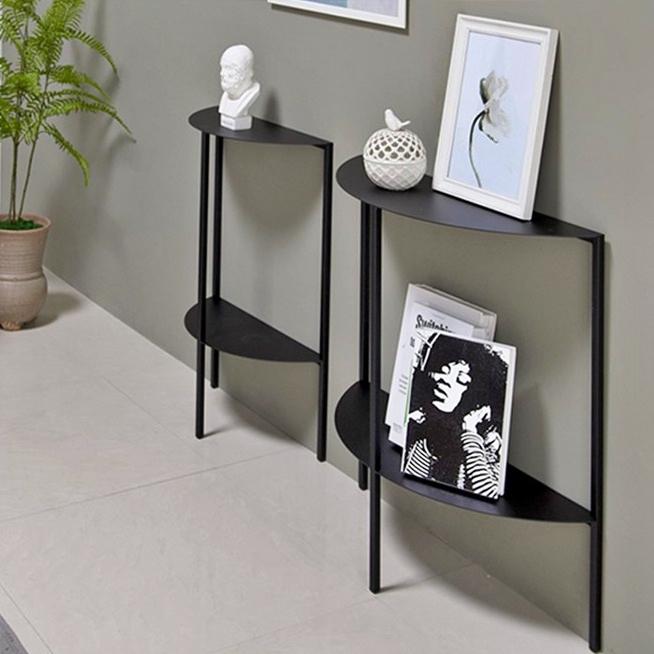 반원테이블 소파뒤책장 화분테이블 벽 테이블 철제 원형 얇은 현관협탁 미용실 티 쇼파뒤선반