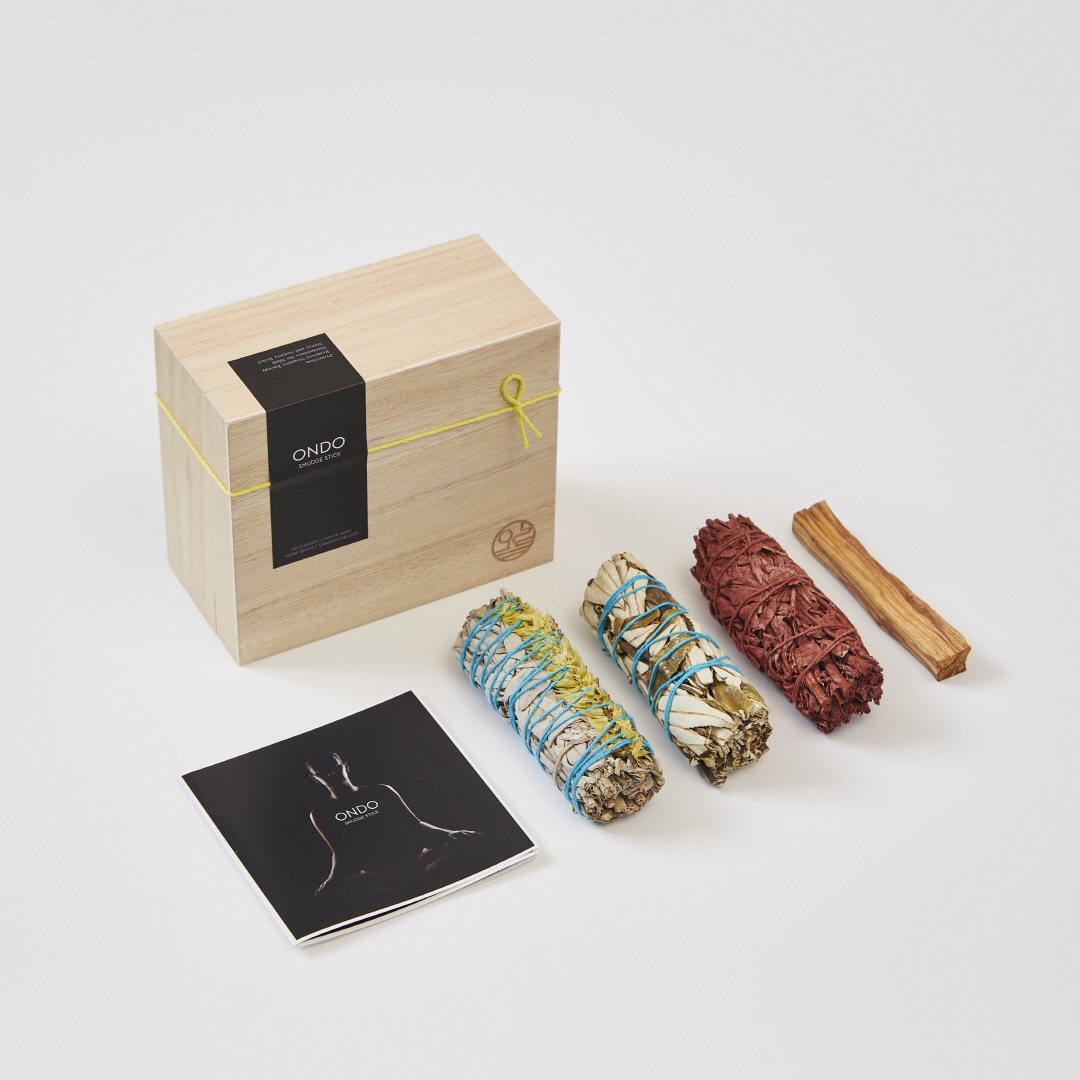 ONDO 스머지스틱 - NEW Special Set B– 프리미엄 우드 박스 / 천연 아로마 인센스 스틱 방향제 - 상품 이미지
