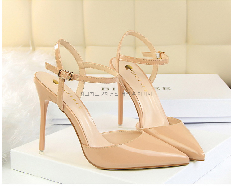 에스크 10.5cm 에나멜 스틸레토 발목 스트랩 킬힐 구두 11color 상세 이미지 5