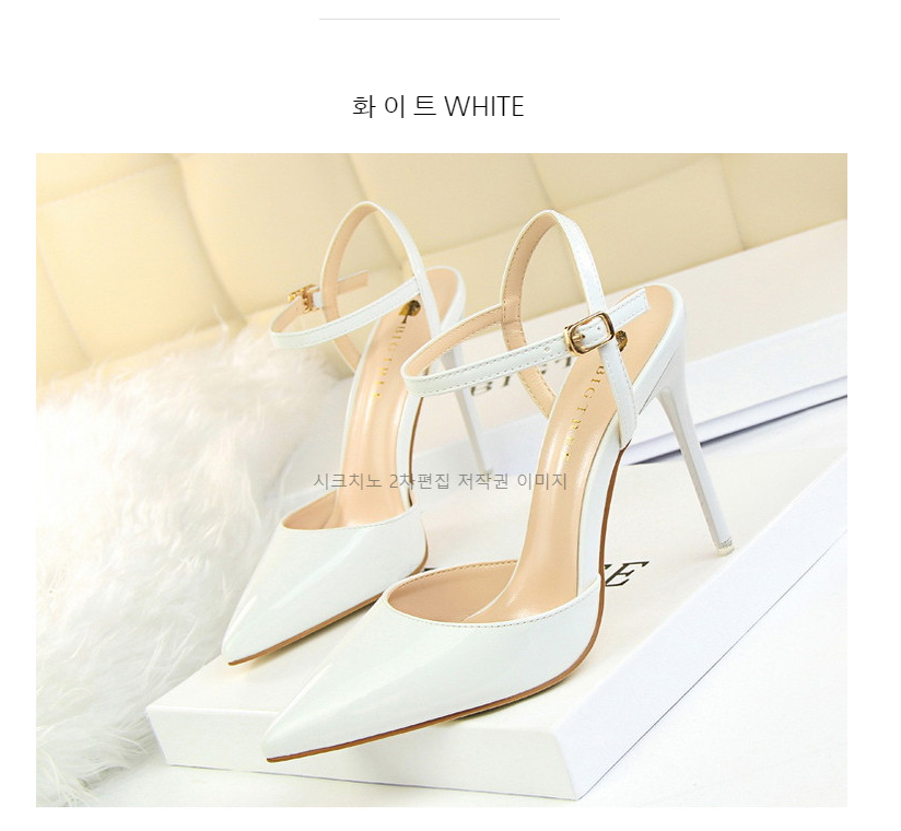 에스크 10.5cm 에나멜 스틸레토 발목 스트랩 킬힐 구두 11color 상세 이미지 14