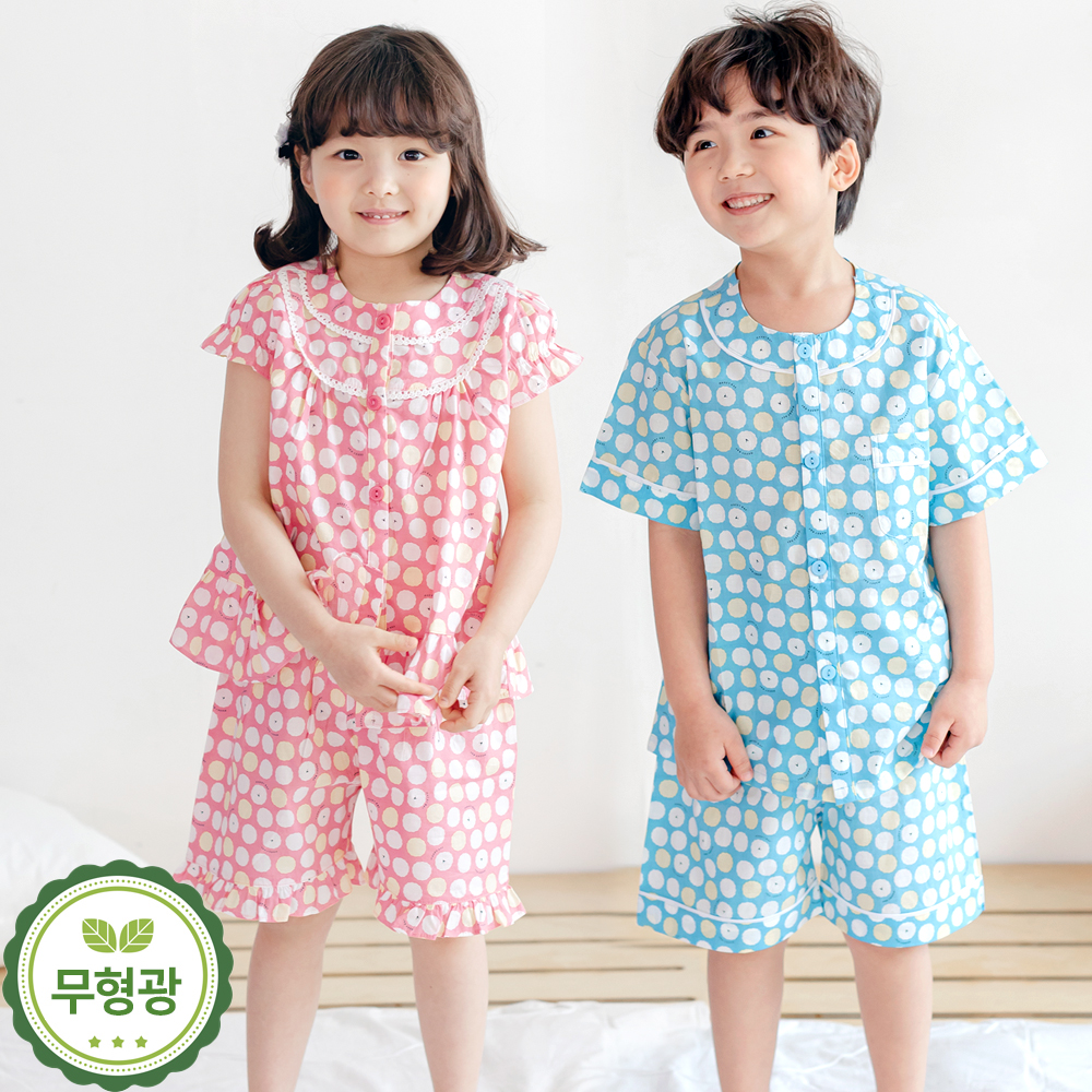 여아 남아 면 잠옷 유아 아동 어린이 여름 파자마 /쿠쿠(순면) - 상품 이미지