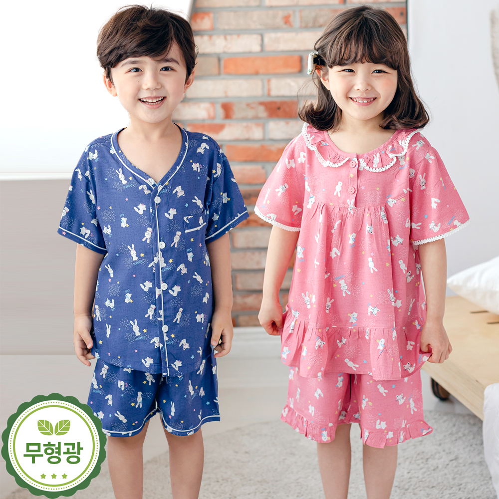 유아 아동 여름 레이온 잠옷 예쁜 어린이 파자마 /별토끼(레이온) - 메인 이미지