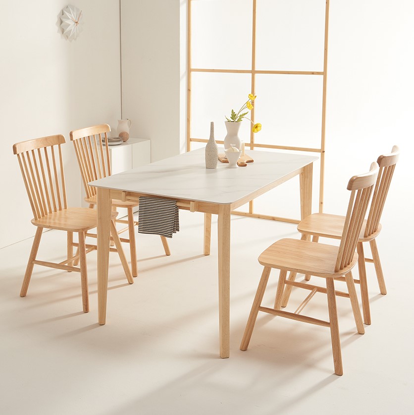 스테이 1400 포셀린 통세라믹 4인용 고무나무 원목식탁 테이블세트 쿠션벤치형