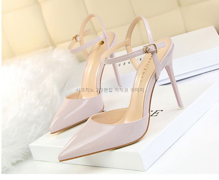 에스크 10.5cm 에나멜 스틸레토 발목 스트랩 킬힐 구두 11color 상세 이미지 24