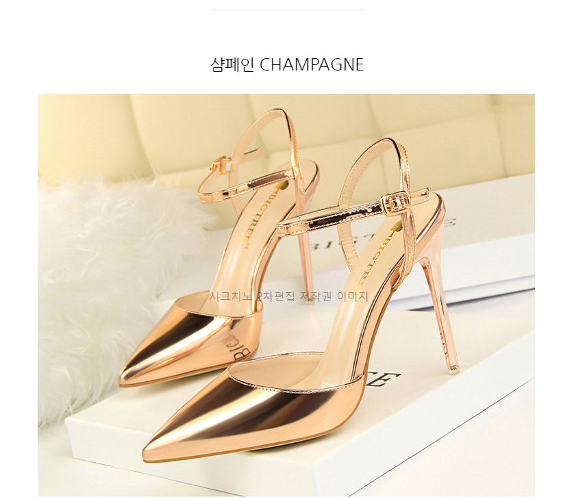 에스크 10.5cm 에나멜 스틸레토 발목 스트랩 킬힐 구두 11color 상세 이미지 18
