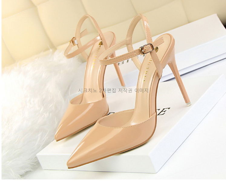 에스크 10.5cm 에나멜 스틸레토 발목 스트랩 킬힐 구두 11color 상세 이미지 4