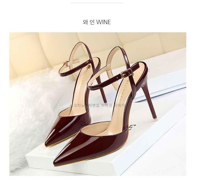 에스크 10.5cm 에나멜 스틸레토 발목 스트랩 킬힐 구두 11color 상세 이미지 10