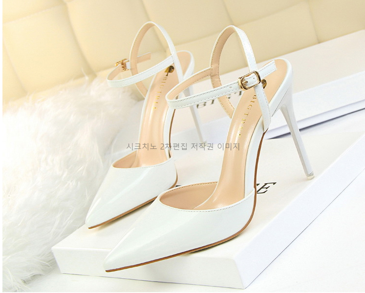 에스크 10.5cm 에나멜 스틸레토 발목 스트랩 킬힐 구두 11color 상세 이미지 15