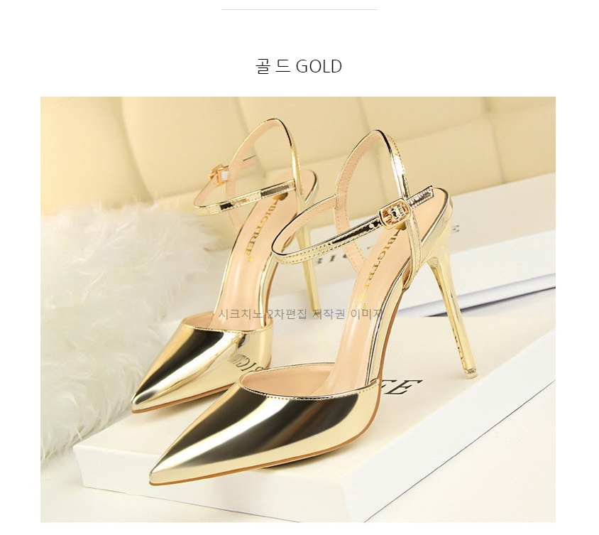 에스크 10.5cm 에나멜 스틸레토 발목 스트랩 킬힐 구두 11color 상세 이미지 19