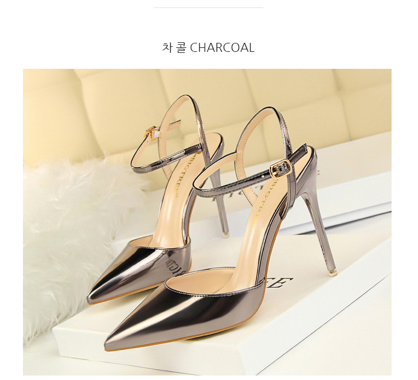 에스크 10.5cm 에나멜 스틸레토 발목 스트랩 킬힐 구두 11color 상세 이미지 16