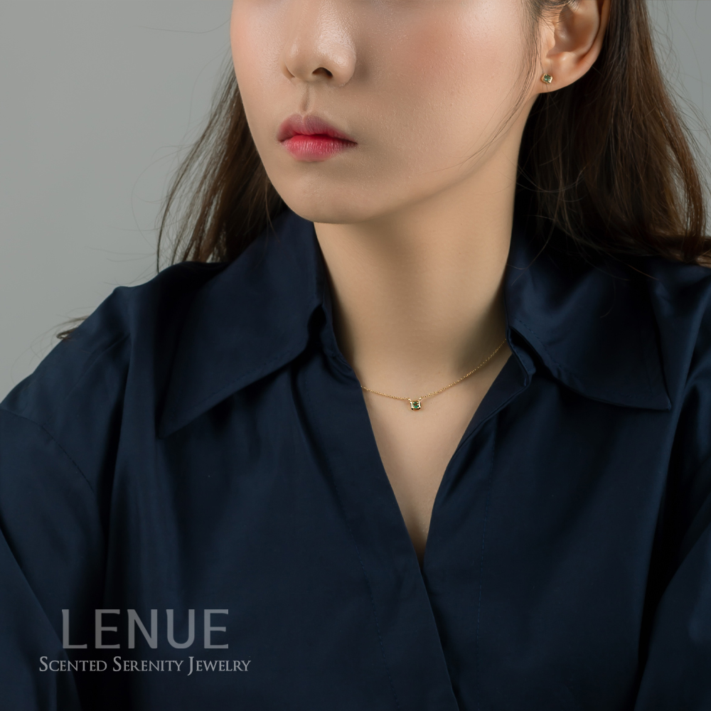 레뉴 에메랄드 루비 사파이어 스퀘어 탄생석 귀걸이 / 14K 골드 여자친구 애인 생일 선물 이미지 7