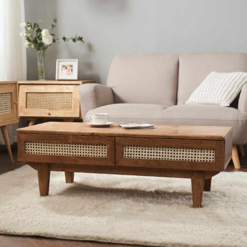 라탄테이블 거실용 탁자 낮은 테이블 원목 좌탁 통원목테이블 로우 높은 좌식 소파 쇼파 티