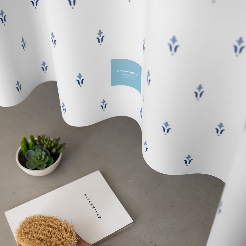 원세븐나인 패브릭 샤워커튼 리틀 튤립 M 호텔 욕실 북유럽 방수 화장실 욕조 부스