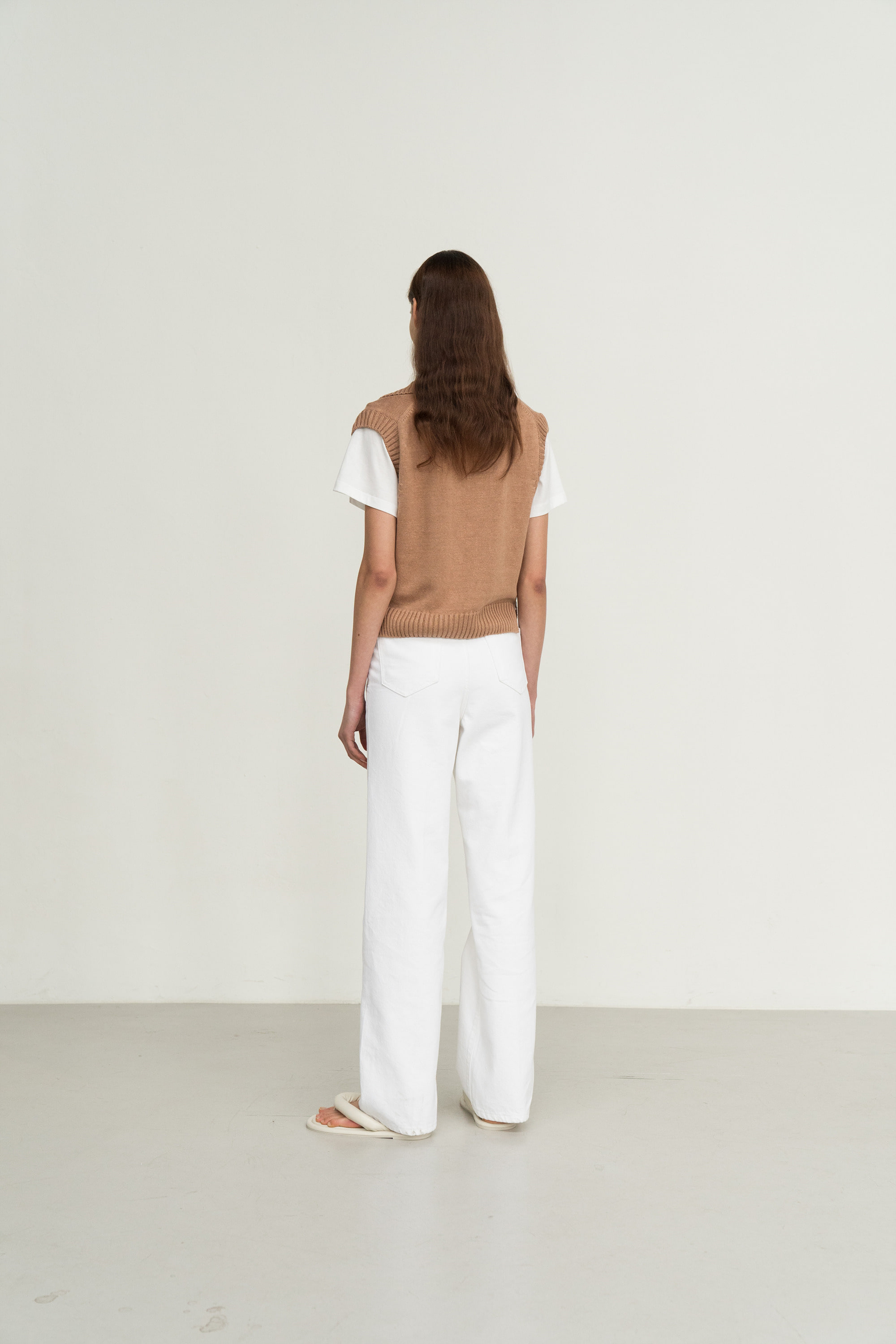 linen collar knit vest (camel) - 상세 이미지 4