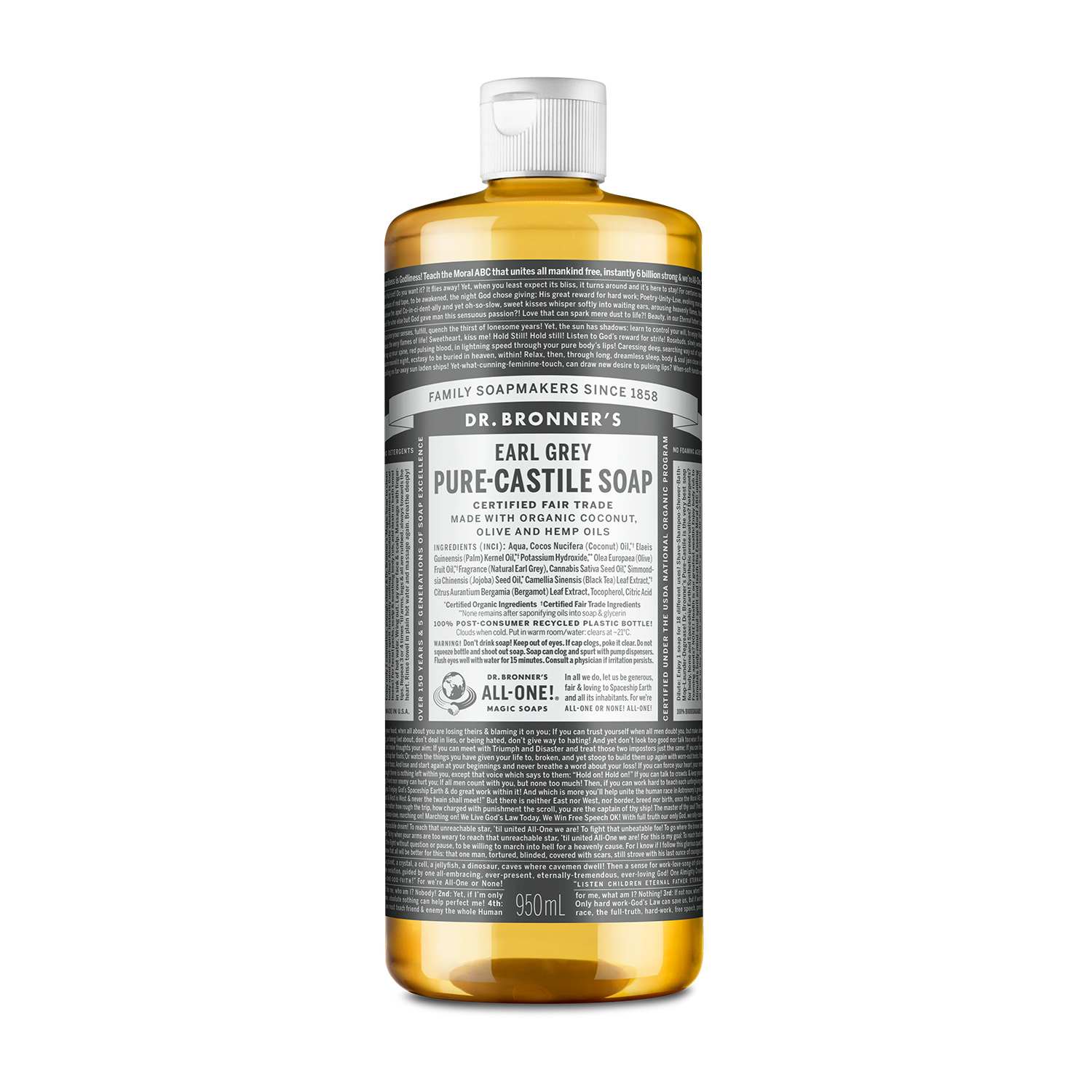 정품 닥터브로너스 얼그레이 퓨어 캐스틸 리퀴드 솝 950ml : JYPs