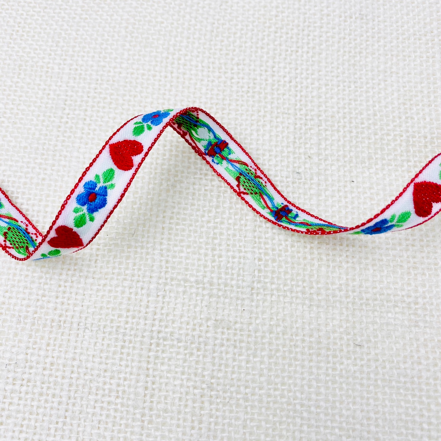 1cm 하트플라워 자수 리본테이프 (90cm) - 상세 이미지 5