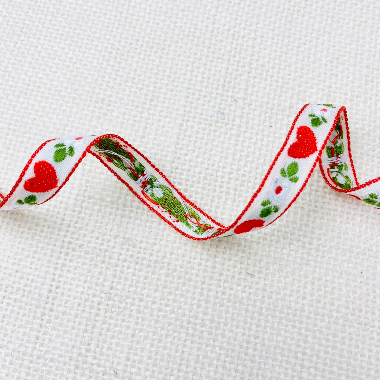 1cm 하트플라워 자수 리본테이프 (90cm) 이미지 7