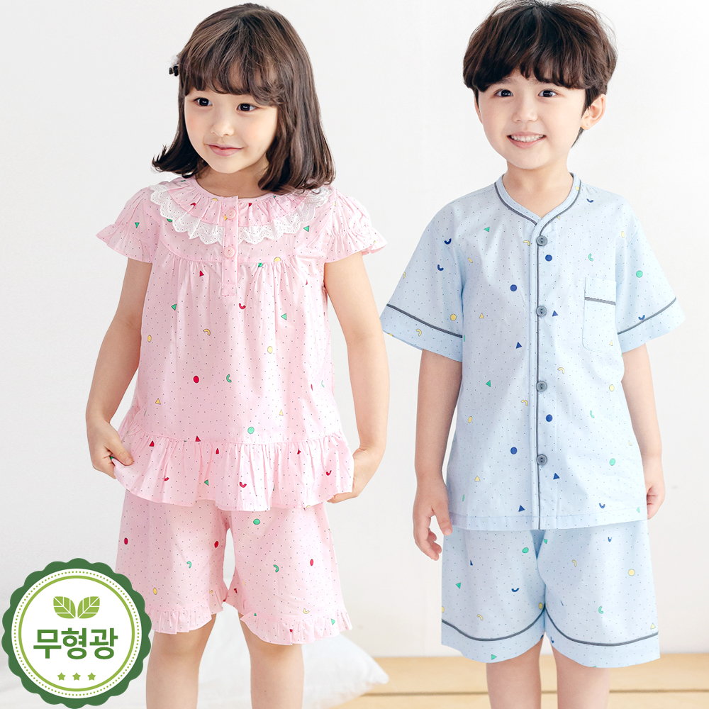 여아 남아 면 잠옷 유아 아동 어린이 여름 파자마 /모모2(순면) - 메인 이미지