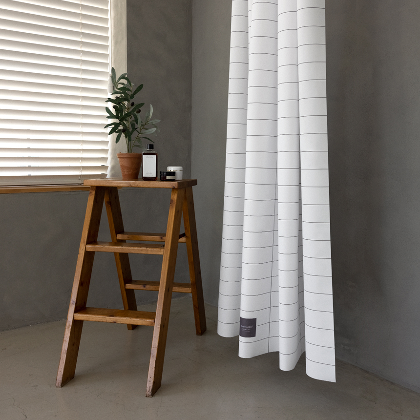 원세븐나인 와이드 그리드 M 샤워커튼 (3color) 호텔욕실 디자인 부스 가림막 베란다정리