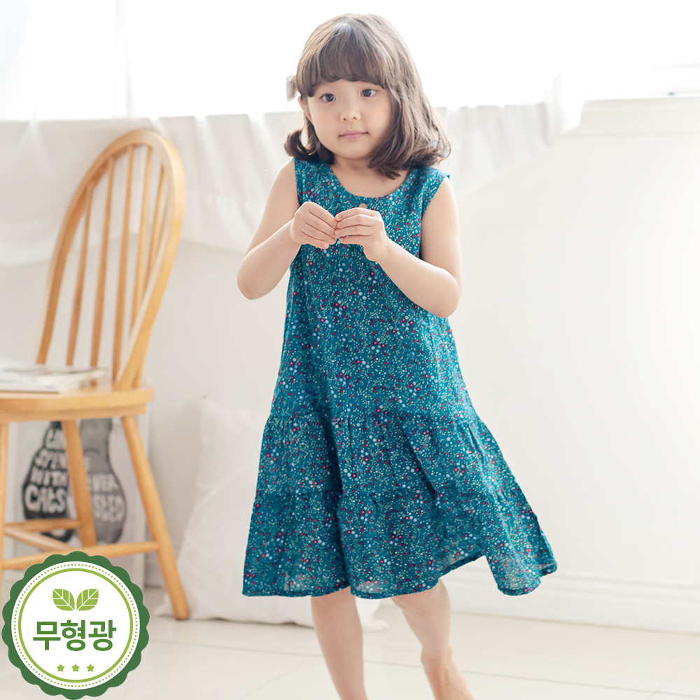 여아 원피스 잠옷 어린이 공주 민소매 실내복 /데지(CR면) - 상품 이미지