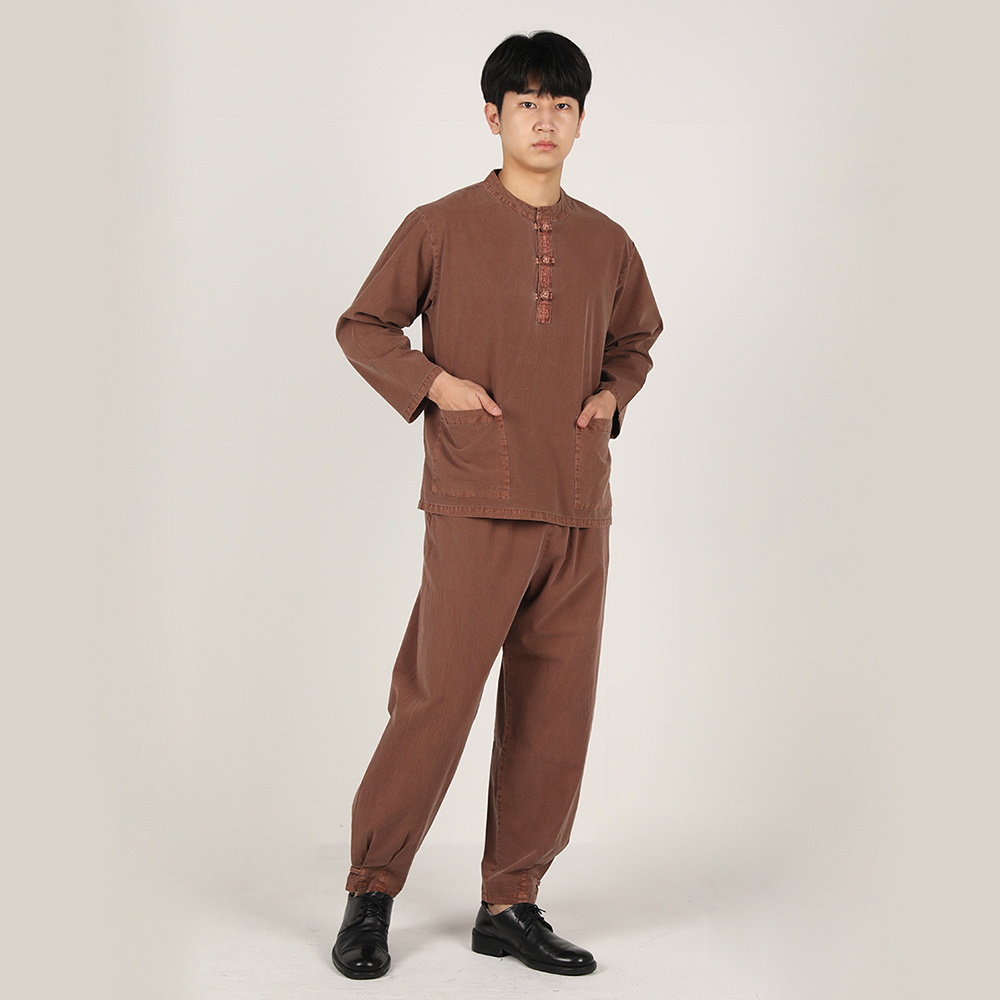 남자 봄가을 생활한복 20수 자수 티 바지 개량 계량 한복 절복 법복 - 상세 이미지 5