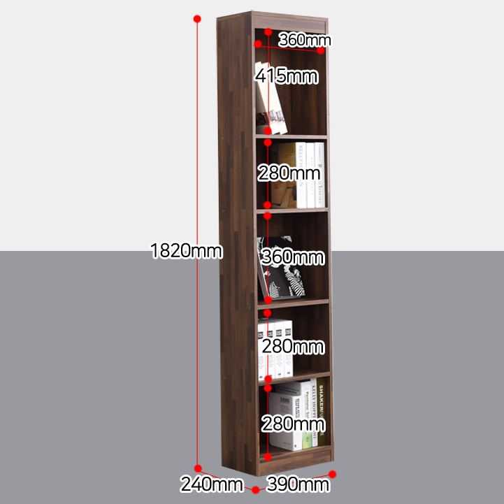 세로책장 폭 좁은책장 코너책장 원목 5단 원룸 맞춤 벽 고급 나무 합판 우드 아이방 높은