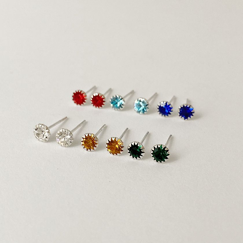 (무배/실버925) 6color 기본 데일리 컬러 큐빅 스터드 귀걸이 - 상세 이미지 2