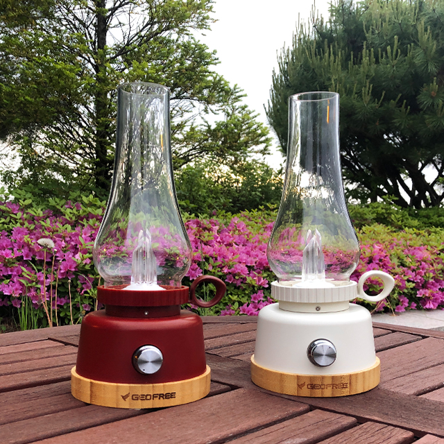 지오프리 감성 LED 랜턴 레드 캠핑 휴대용 충전식 차박 텐트 실내등 무드등 빈티지 조명