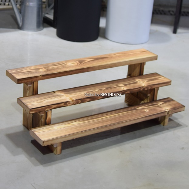 원목 화분테이블 얇은테이블 화분탁자 창가 선반 벽 소파사이드 우드 3단 계단 합판 화초