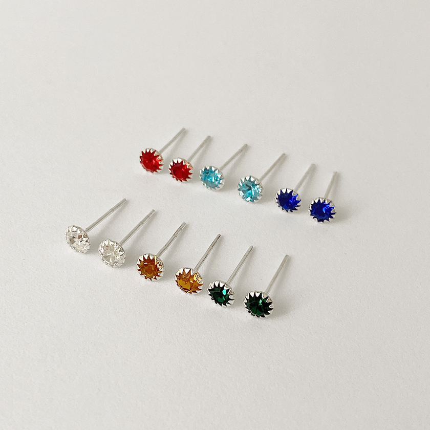 (무배/실버925) 6color 기본 데일리 컬러 큐빅 스터드 귀걸이 - 상세 이미지 3