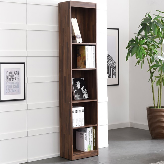 세로책장 폭 좁은책장 코너책장 원목 5단 원룸 맞춤 벽 고급 나무 합판 우드 아이방 높은