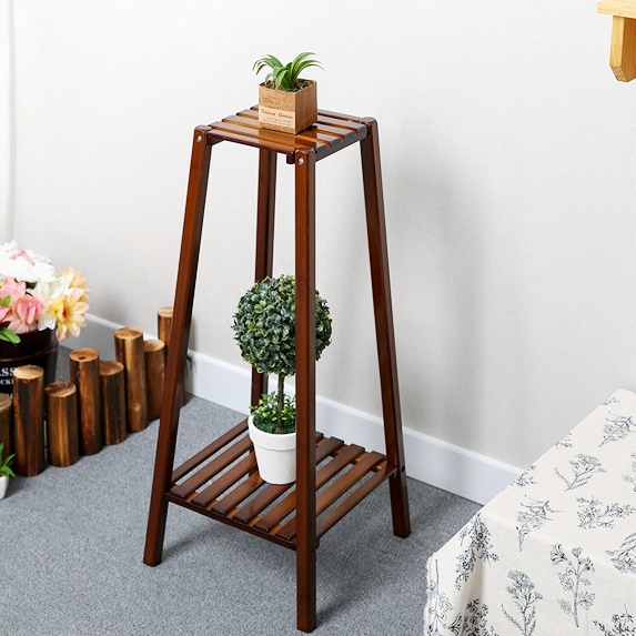 2단 화분 테이블 원목 우드 침대 보조 정리대 소파 사이드테이블 얇은 진열대 받침대 선반