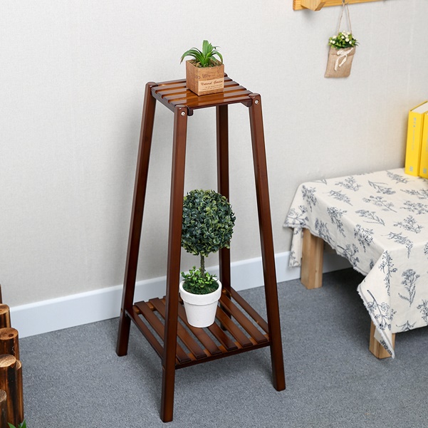 2단 화분 테이블 원목 우드 침대 보조 정리대 소파 사이드테이블 얇은 진열대 받침대 선반