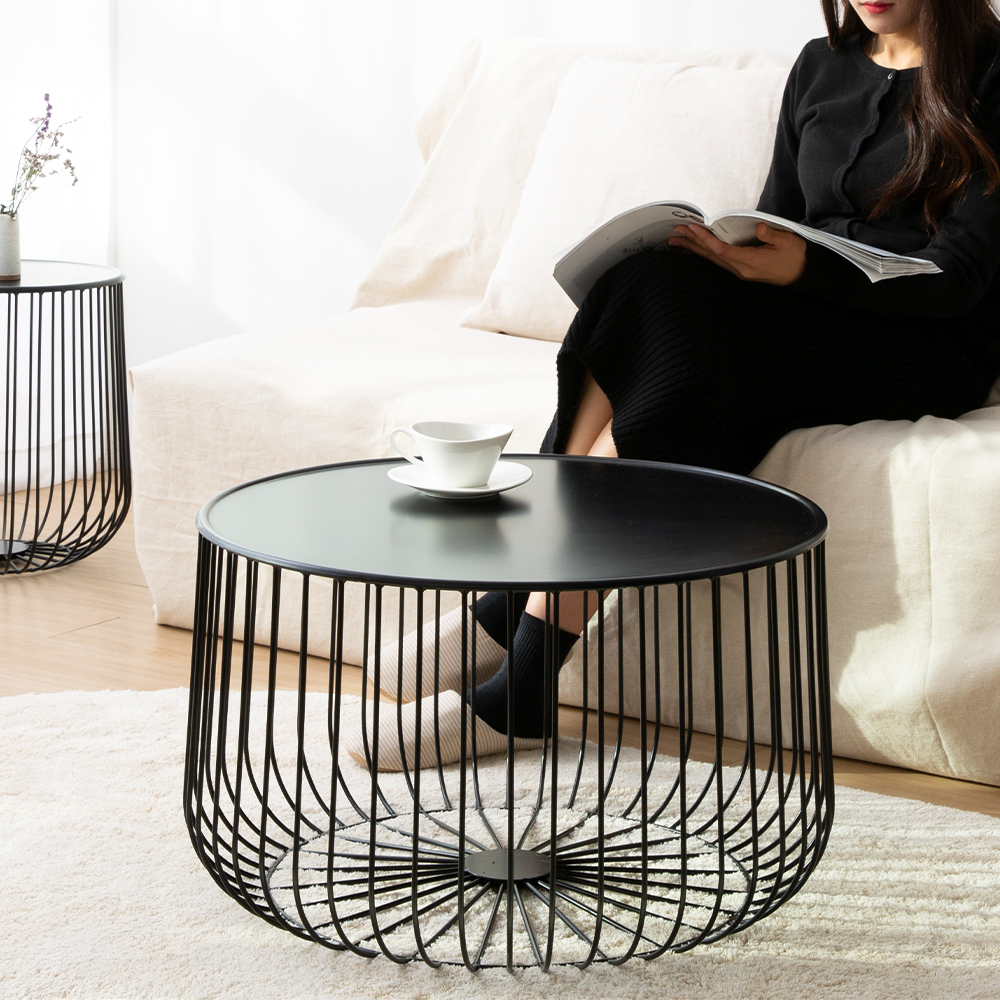 네트 철제 대 티테이블 쇼파 거실협탁 베란다 소파협탁 카페 원형 탁자