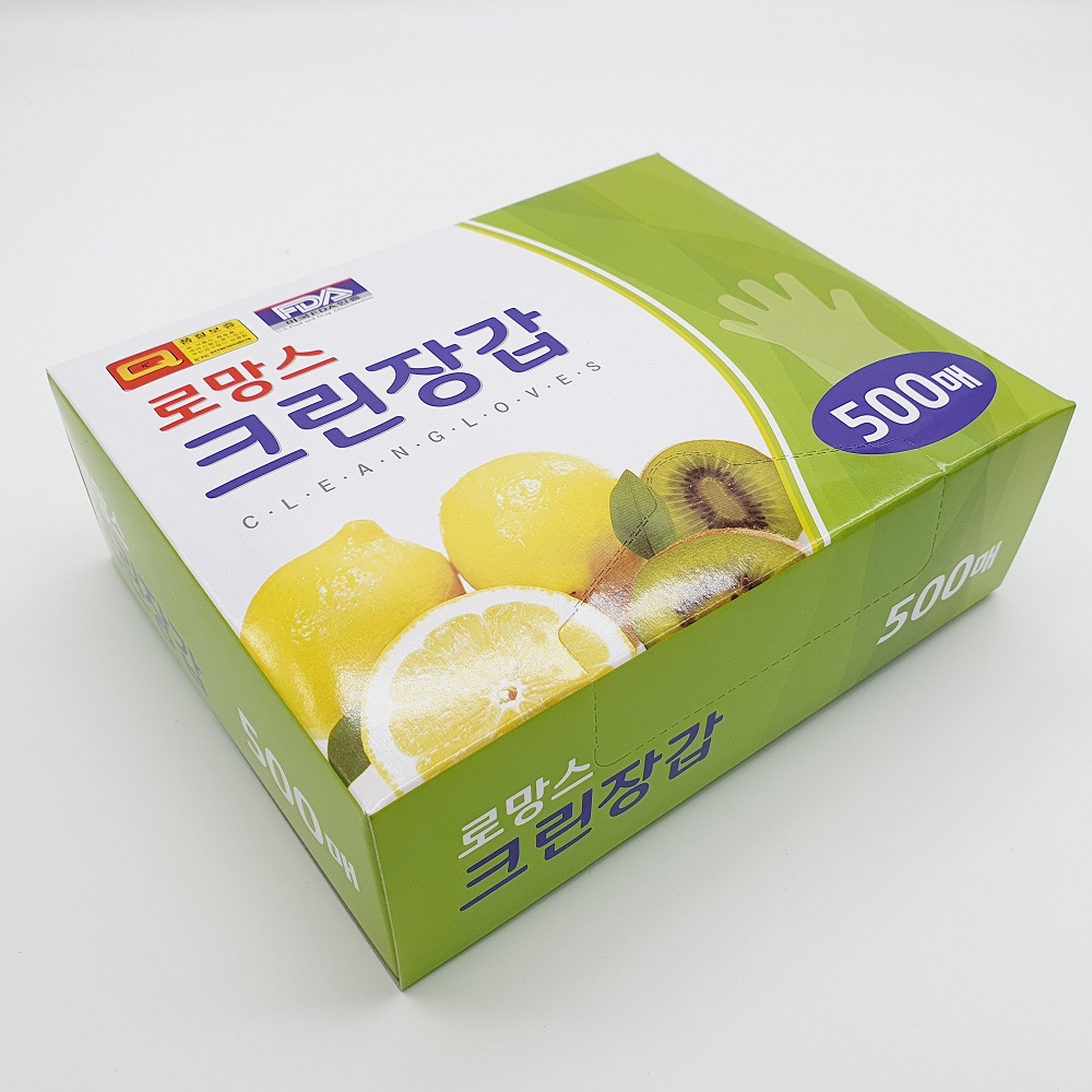 우진 로망스 크린 위생 비닐 장갑 500매 (9290) - 메인 이미지