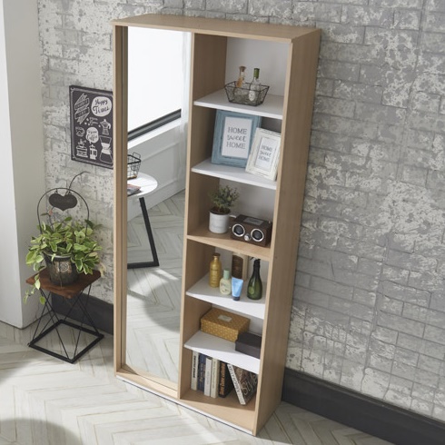 6단 전신 거울 수납장 800 안방수납장 거실 악세사리 가방 진열장 그레이 블랙 원목장 1800