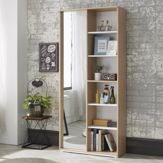 6단 전신 거울 수납장 800 안방수납장 거실 악세사리 가방 진열장 그레이 블랙 원목장 1800