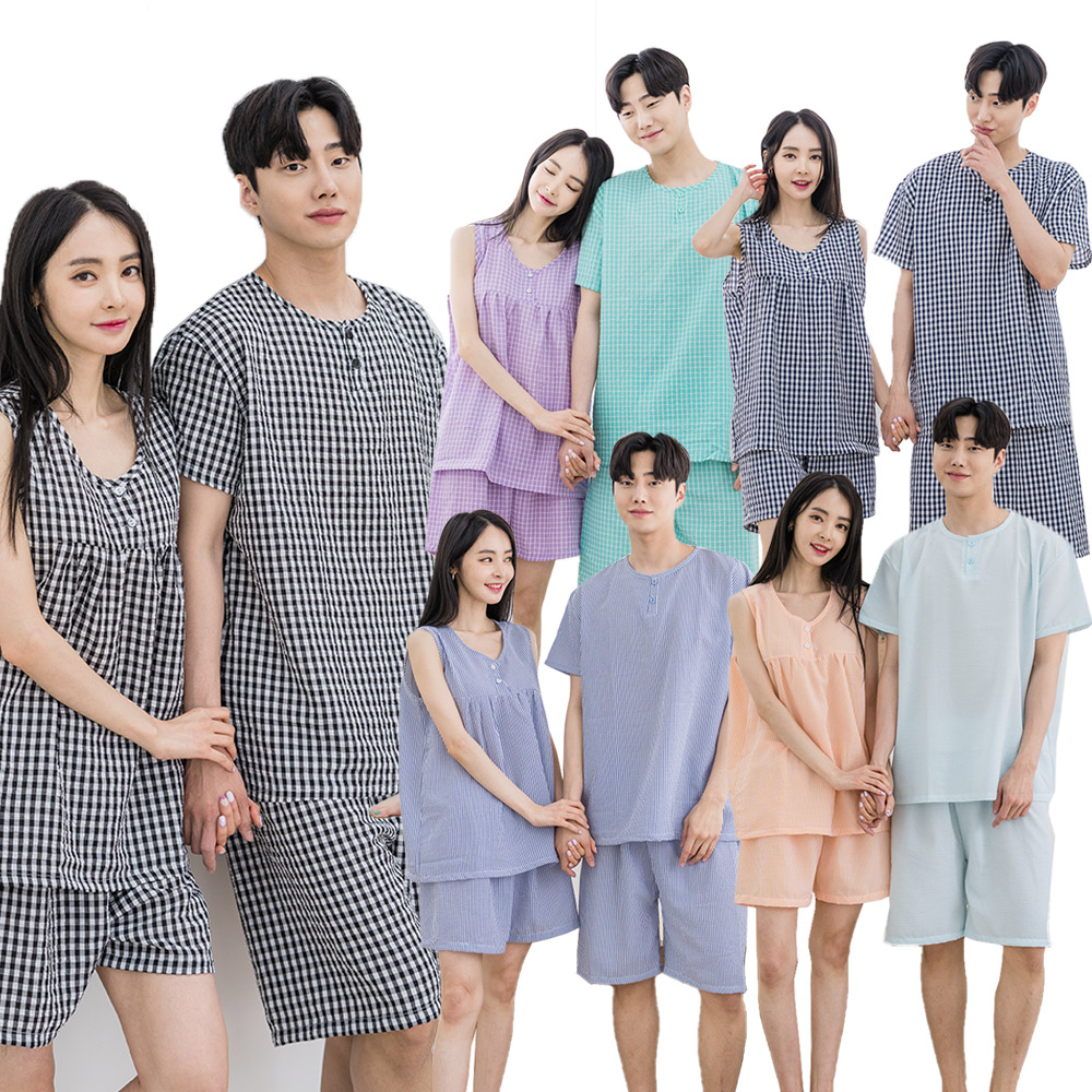 에이원 남자잠옷 세트 홈웨어 쿨 엠보 커플 파자마 - 상품 이미지