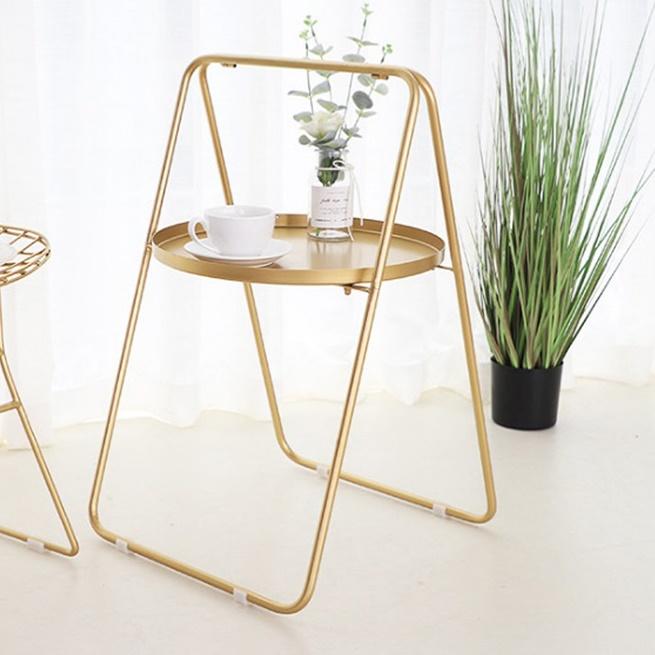 거실용탁자 미니 티테이블 작은테이블 높은쇼파테이블 원룸 접이식 원형 스틸 골드 소파