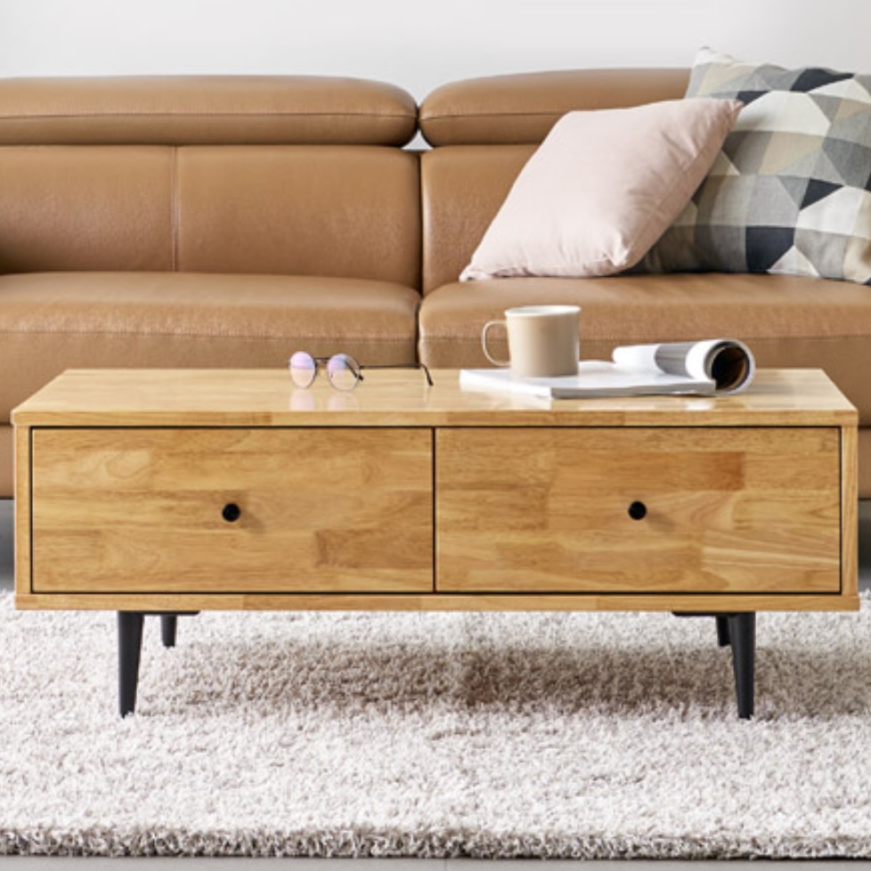서랍테이블 엔틱 쇼파 테이블 거실용탁자 낮은테이블 고무나무 원목좌탁 티 수납 서랍형