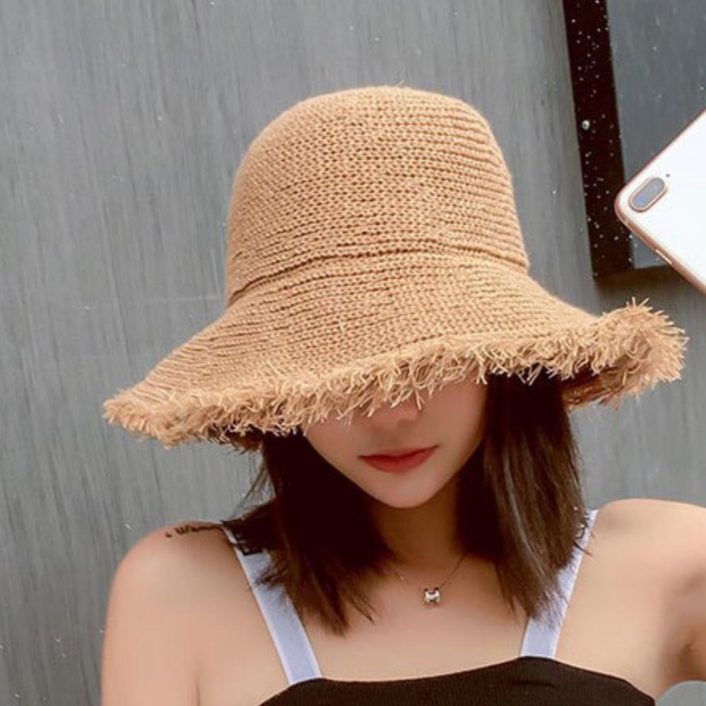 여성 여름용 모자 여자 라탄모자 캠핑 정글모자 캠핑용 여행 여행용 휴가 바다 밀짚 밀집 - 상품 이미지