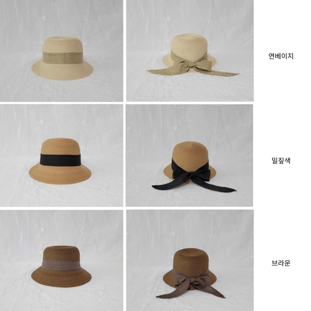 여성 여름 밀짚 밀집 모자 챙넓은모자 산책 와이드챙 자외선차단 리본 명품 버킷햇 모자 - 상세 이미지 5