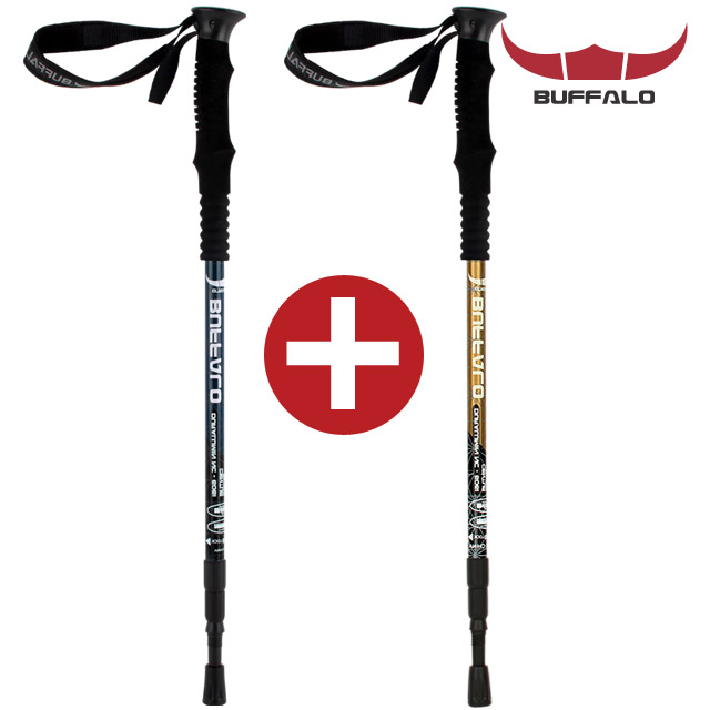 버팔로 초경량 등산스틱 접이식 등산 지팡이 일자형 스틱 2개세트 골드, 3단 이미지 3