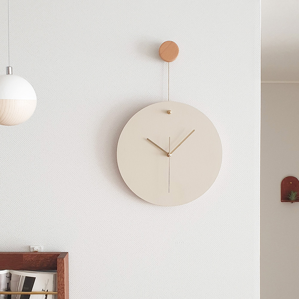 위크앤드 인테리어 벽시계 원목 거실 무소음벽시계 베이지