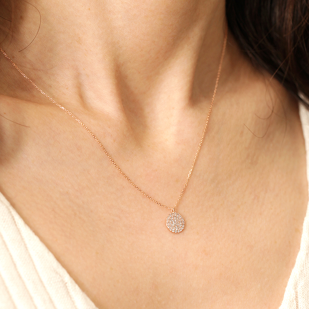 14K 18K 블링 큐빅 코인 목걸이