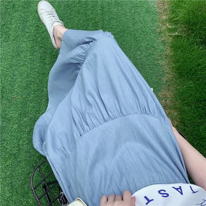 [여자여자몰]보들 후들 가벼움 촉감 좋은 샬랄라 캉캉 여름 청 데님 롱 a라인 스커트 - 상세 이미지 5