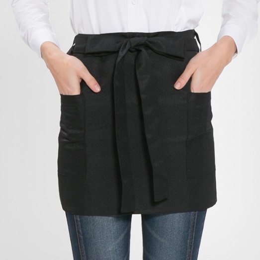 허리형 짧은앞치마 홀서빙 앞치마 무지 가벼운 여름용 카페 바리스타 미니앞치마 블랙