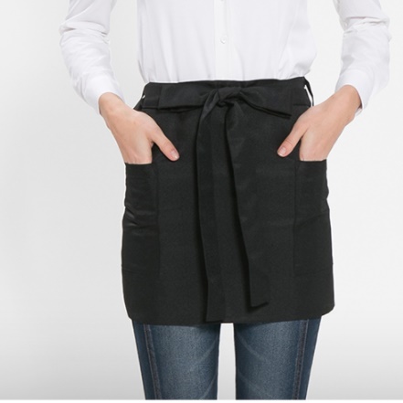 허리형 짧은앞치마 홀서빙 앞치마 무지 가벼운 여름용 카페 바리스타 미니앞치마 블랙